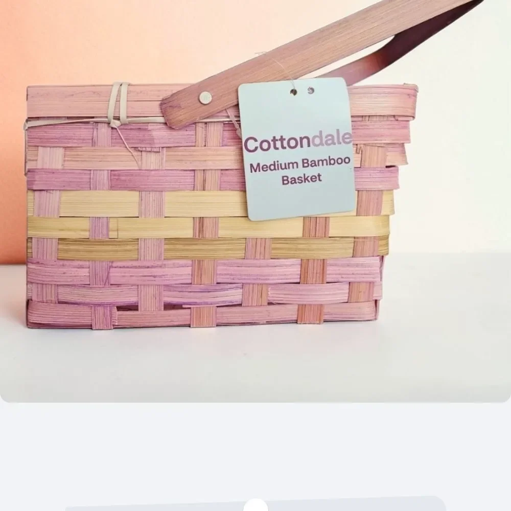 Cottondale Bamboo Woven Baskets - Set Of 4 - 2 Pink 2 Purple